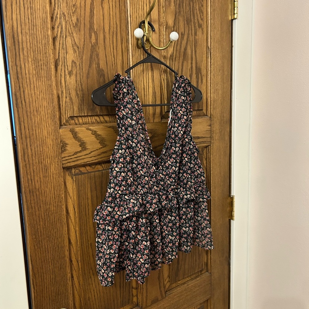 American Eagle Outfitters Floral Multicolor Sheer Tank Top Medium - Picture 2 of 9